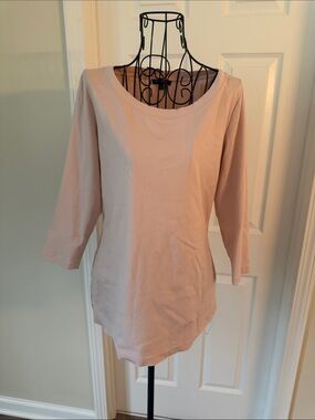 Lafayette 148 New York Light Blush Scoop Neck 3/4 Sleeve Top